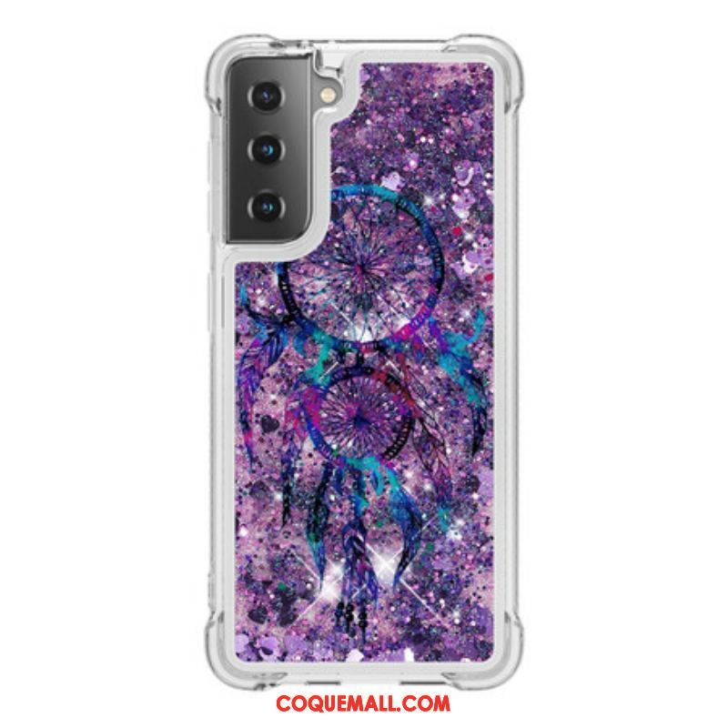 Coque Samsung Galaxy S21 5G Attrape Rêves Paillettes