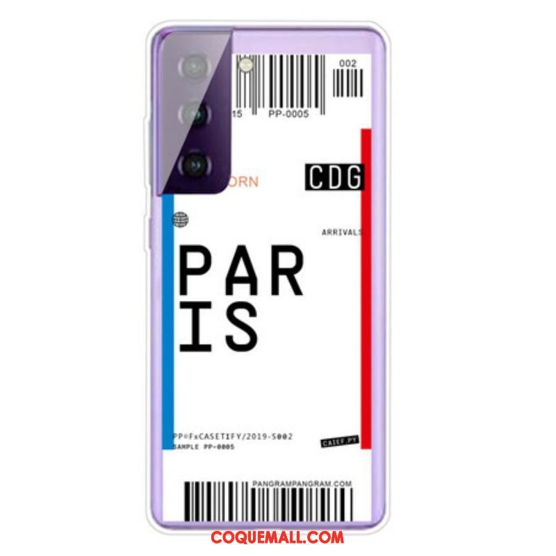 Coque Samsung Galaxy S21 5G Boarding Pass to Paris