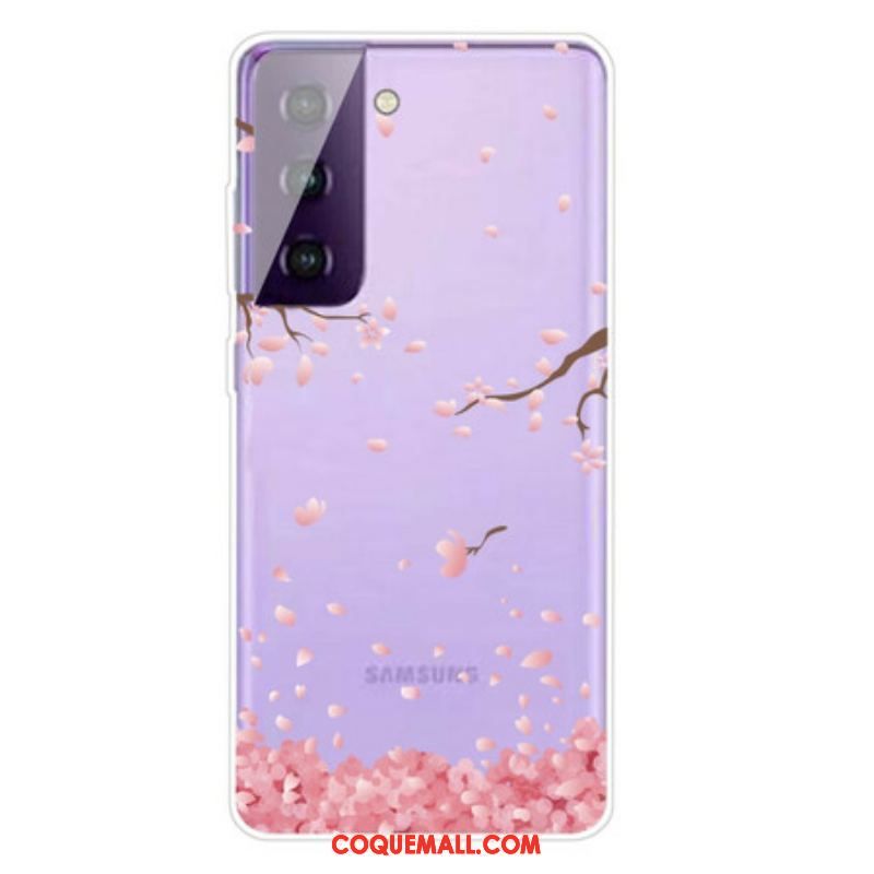 Coque Samsung Galaxy S21 5G Branches à Fleurs