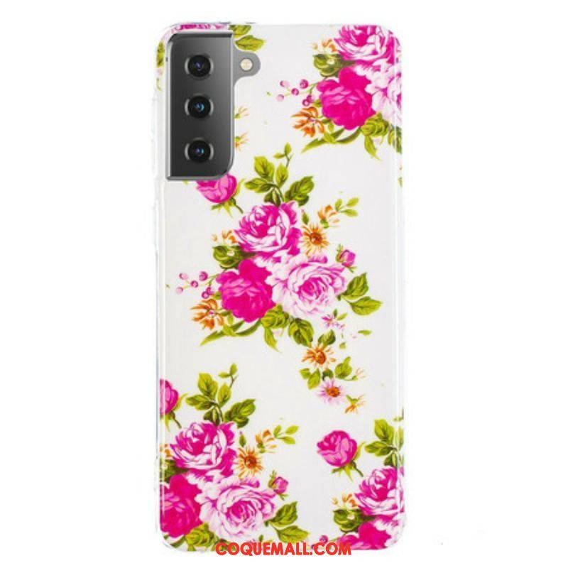 Coque Samsung Galaxy S21 5G Fleurs Liberty Fluorescente