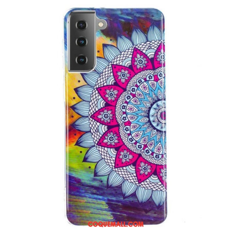 Coque Samsung Galaxy S21 5G Mandala Coloré Fluorescente