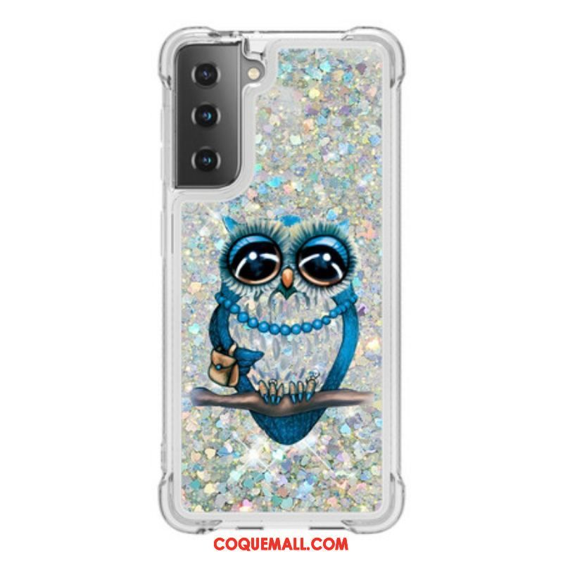 Coque Samsung Galaxy S21 5G Miss Hibou Paillettes