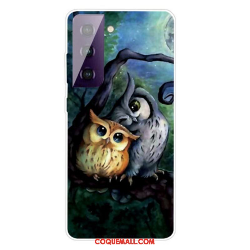 Coque Samsung Galaxy S21 5G Peinture Hiboux