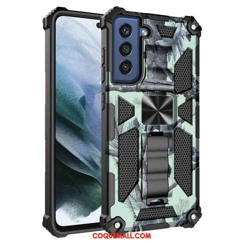 Coque Samsung Galaxy S21 FE Camouflage Support Amovible