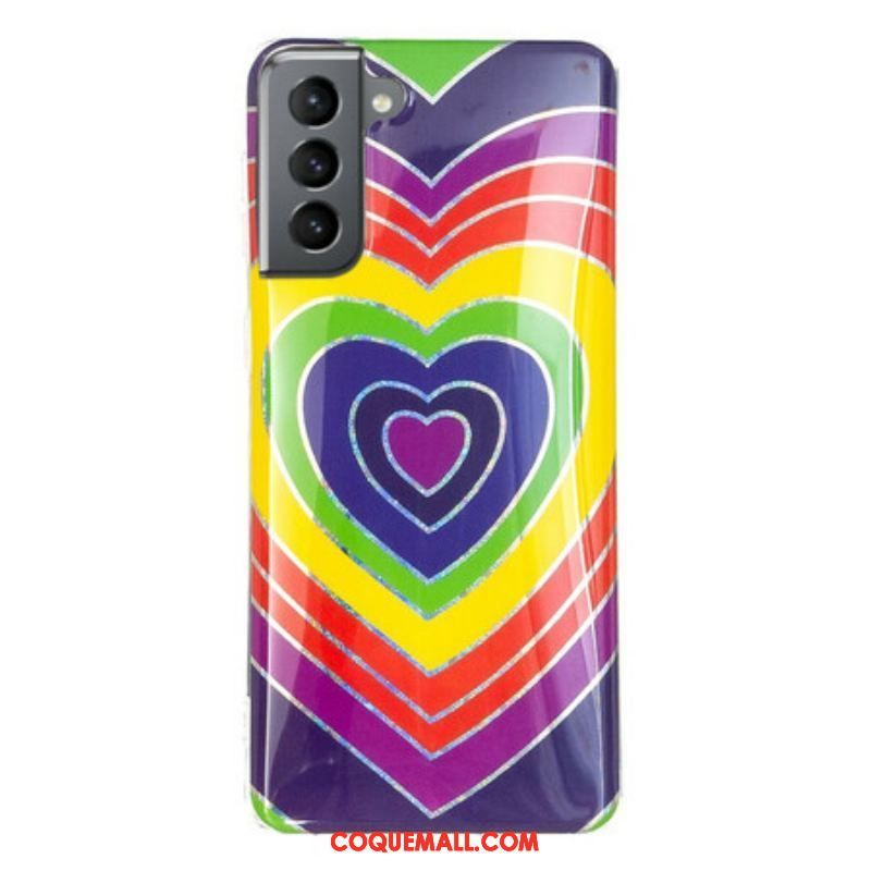 Coque Samsung Galaxy S21 FE Coeur Psychédélique