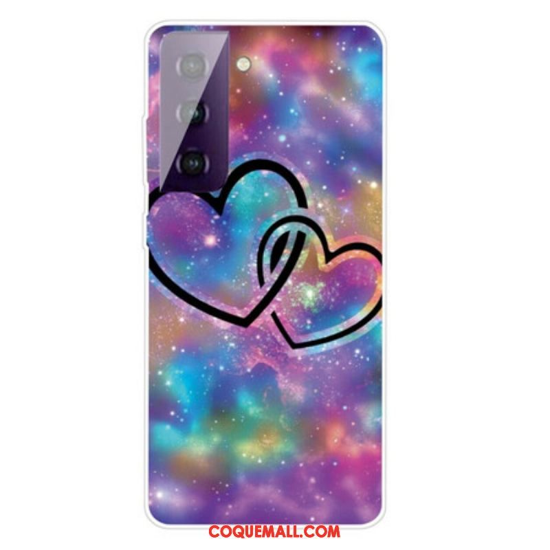 Coque Samsung Galaxy S21 FE Coeurs Enchaînés