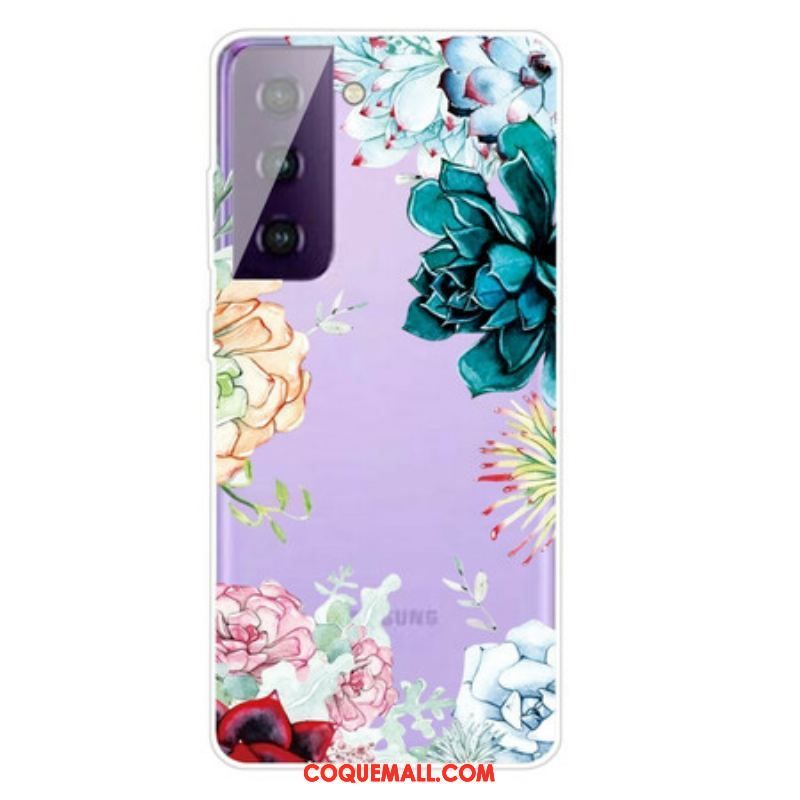 Coque Samsung Galaxy S21 FE Fleurs Aquarelle