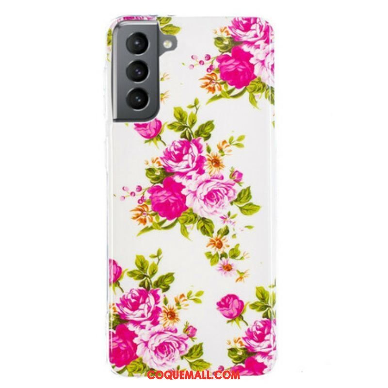 Coque Samsung Galaxy S21 FE Fleurs Liberty Fluorescente