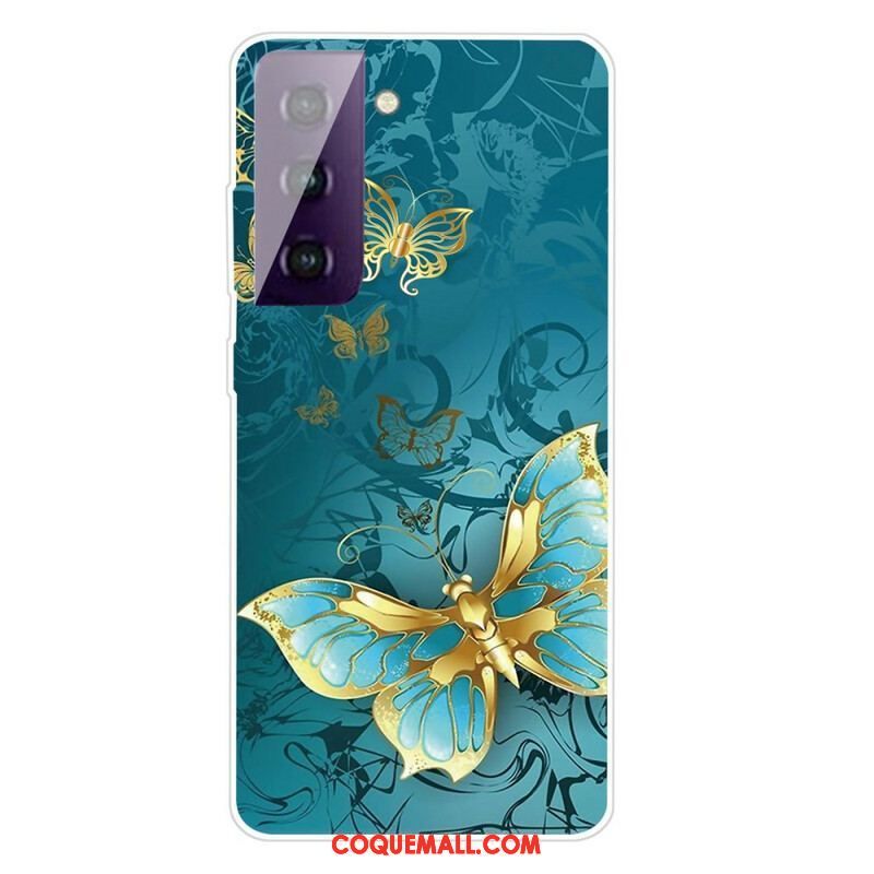 Coque Samsung Galaxy S21 FE Flexible Papillons