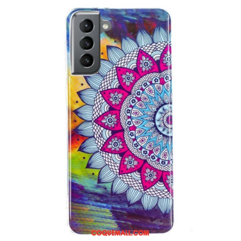 Coque Samsung Galaxy S21 FE Mandala Coloré Fluorescente