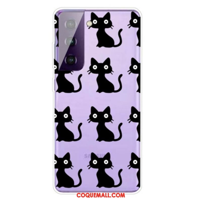 Coque Samsung Galaxy S21 FE Multiples Chats Noirs