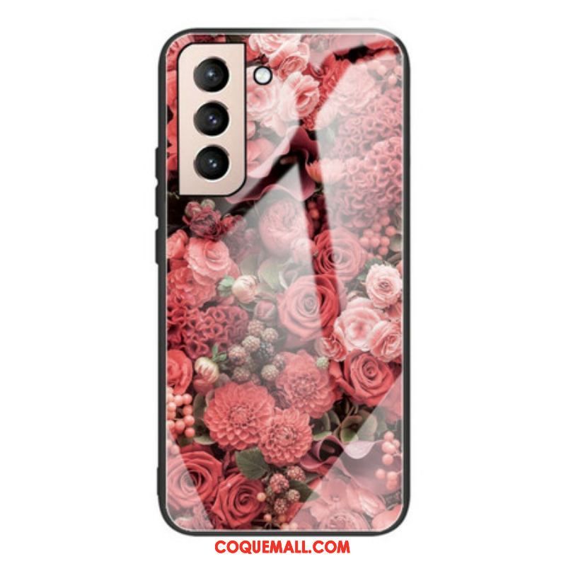 Coque Samsung Galaxy S21 FE Verre trempé Fleurs Roses