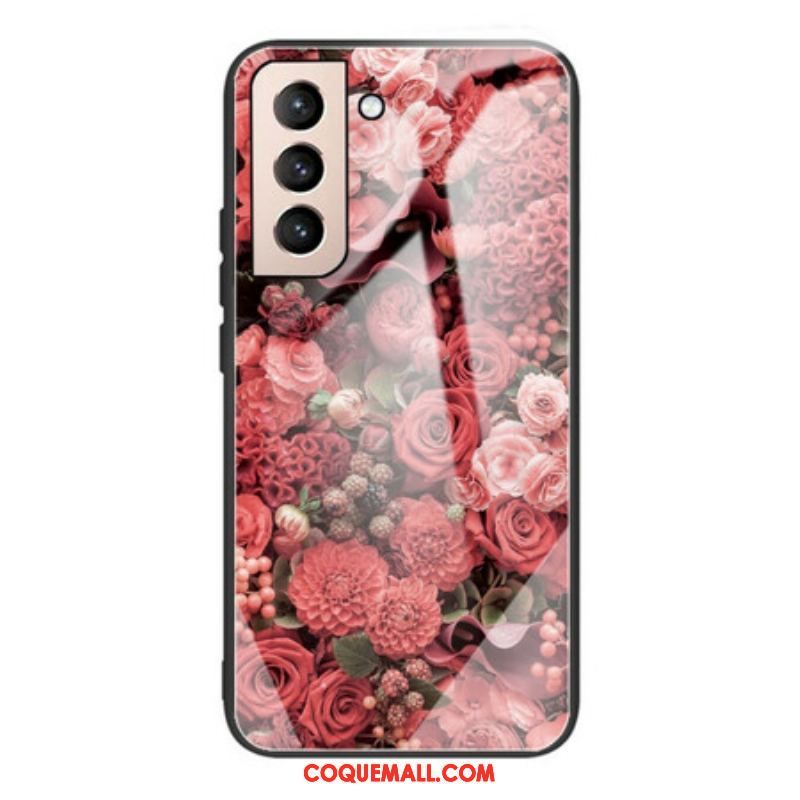 Coque Samsung Galaxy S21 FE Verre trempé Fleurs Roses