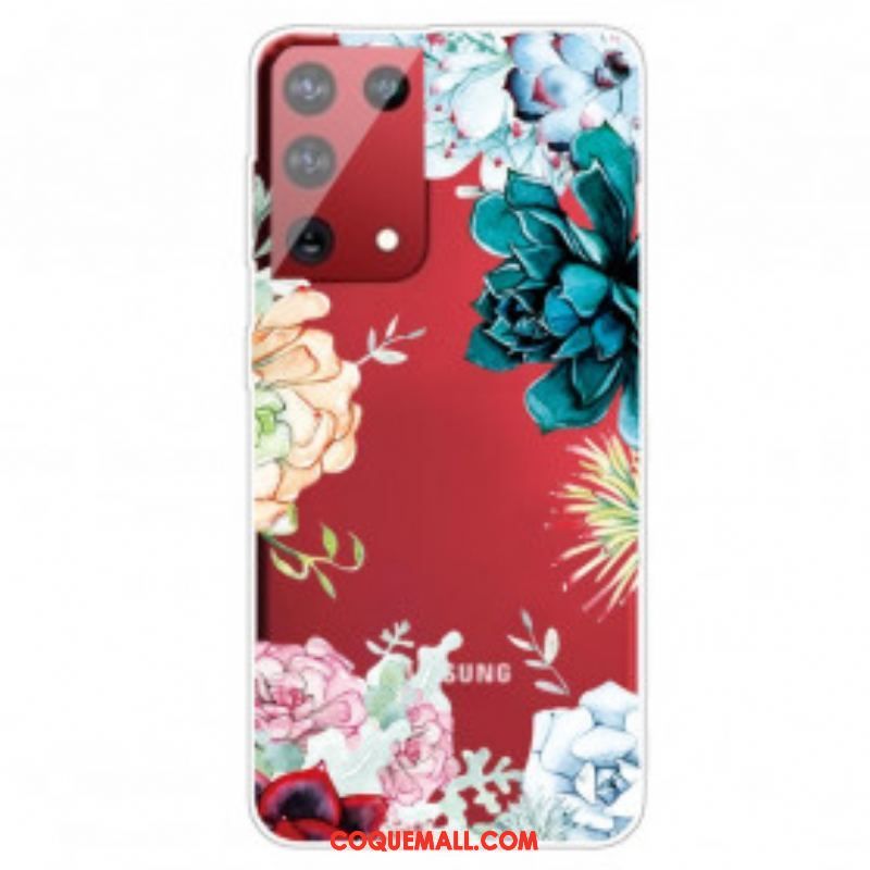 Coque Samsung Galaxy S21 Ultra 5G Fleurs Aquarelle