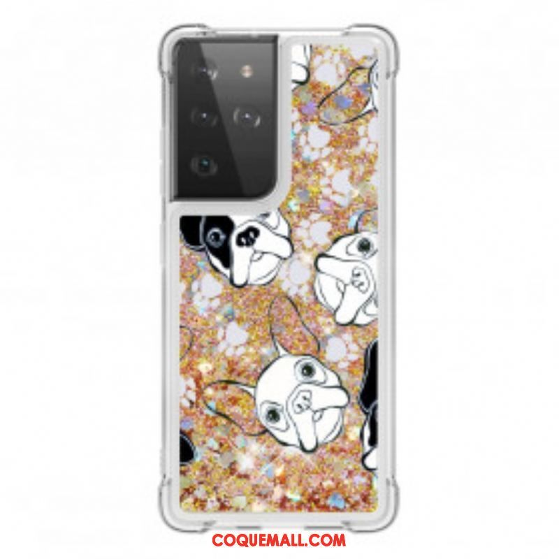 Coque Samsung Galaxy S21 Ultra 5G Mr Chien Paillettes