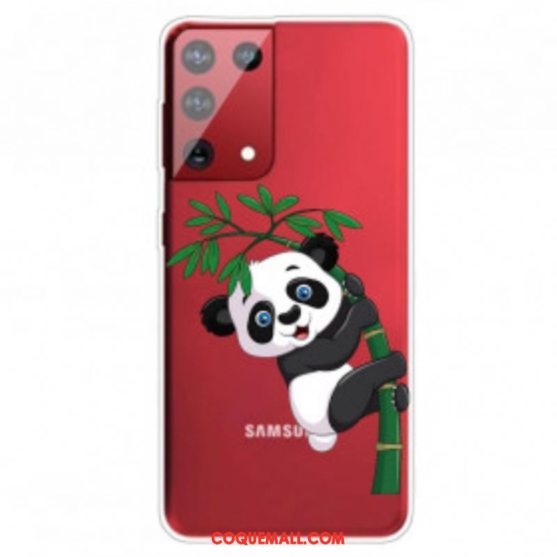 Coque Samsung Galaxy S21 Ultra 5G Panda Sur Le Bambou