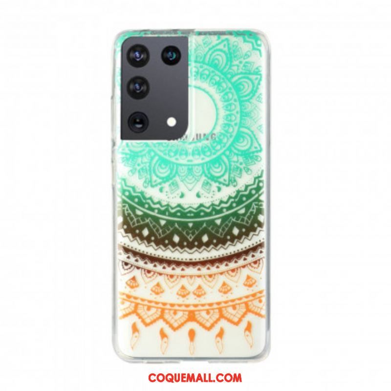 Coque Samsung Galaxy S21 Ultra 5G Transparente Fleur Mandala