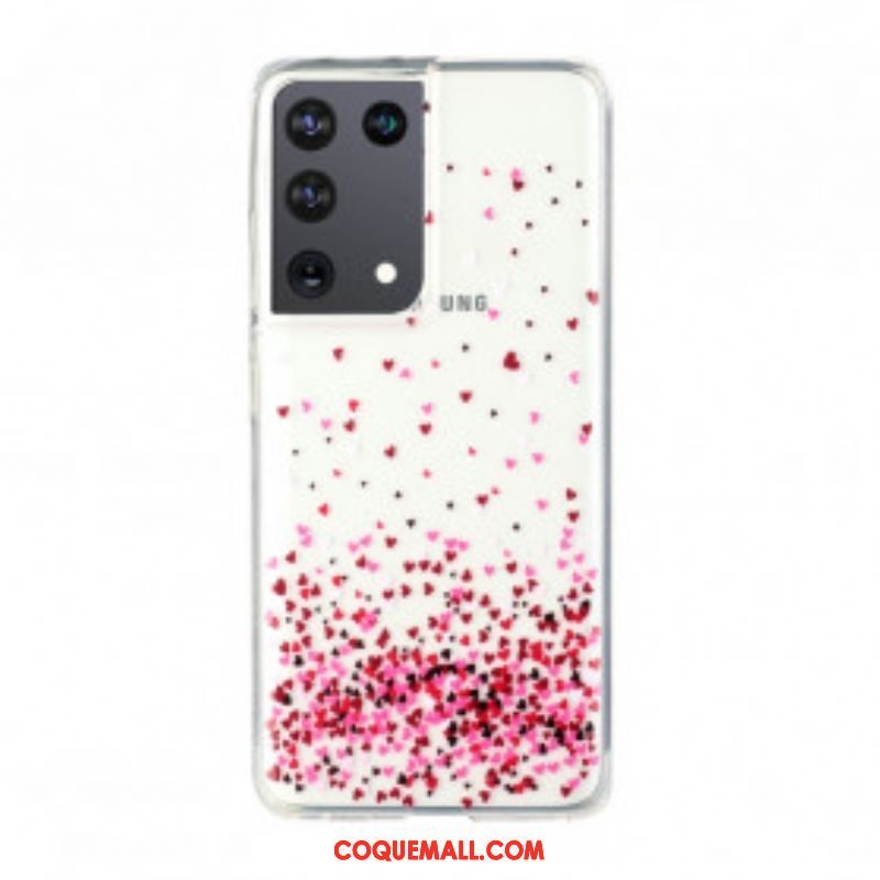 Coque Samsung Galaxy S21 Ultra 5G Transparente Multiples Coeurs