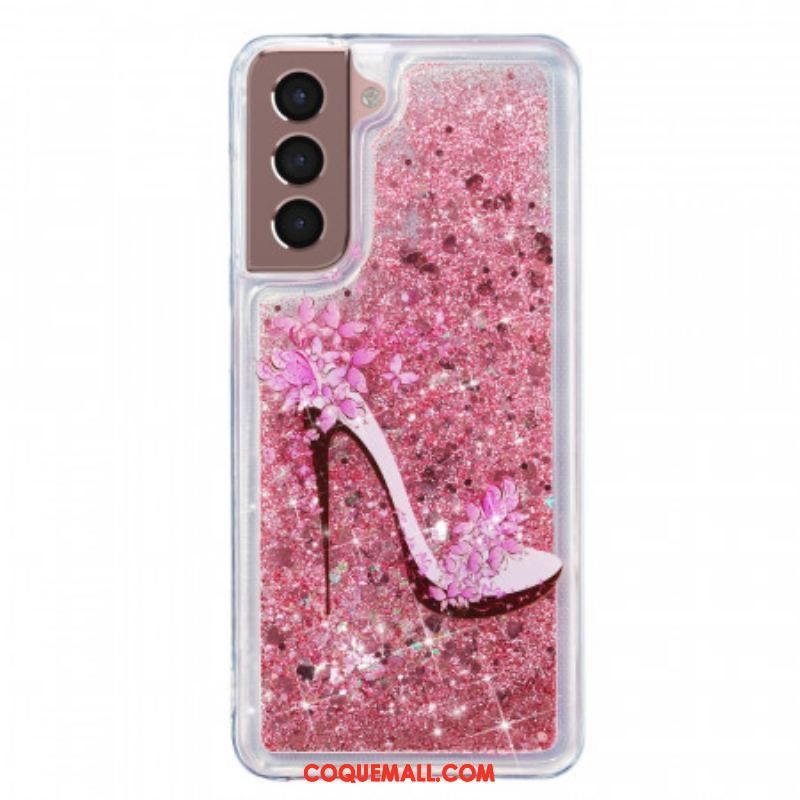 Coque Samsung Galaxy S22 5G Escarpin Paillettes