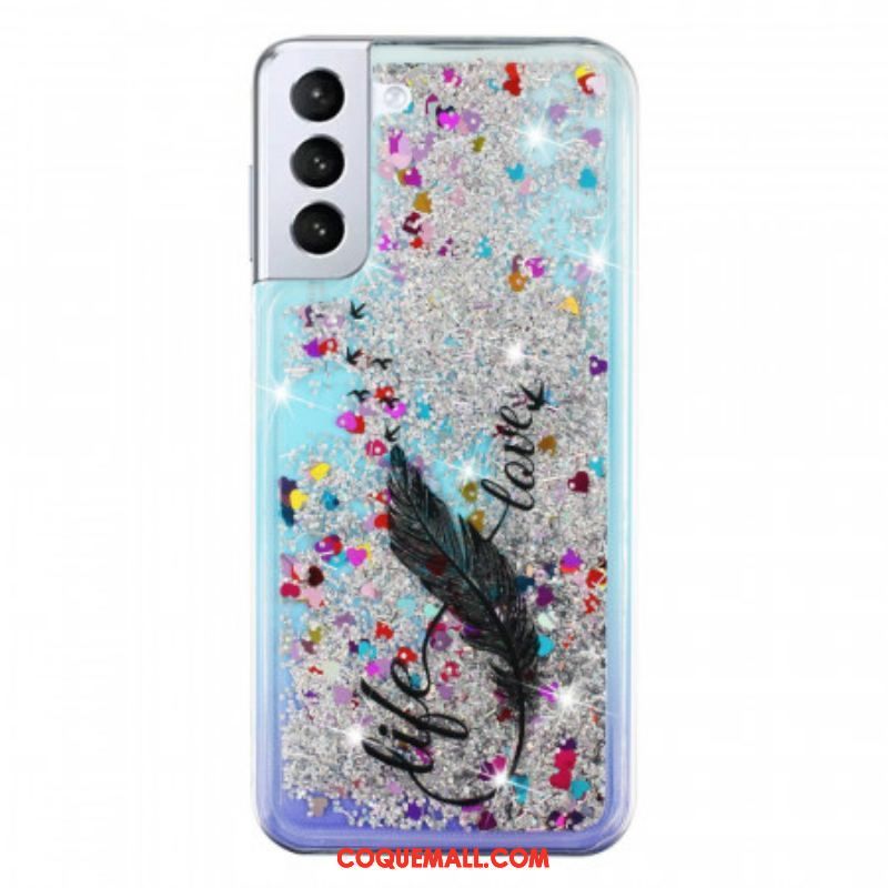 Coque Samsung Galaxy S22 5G Life & Love Paillettes