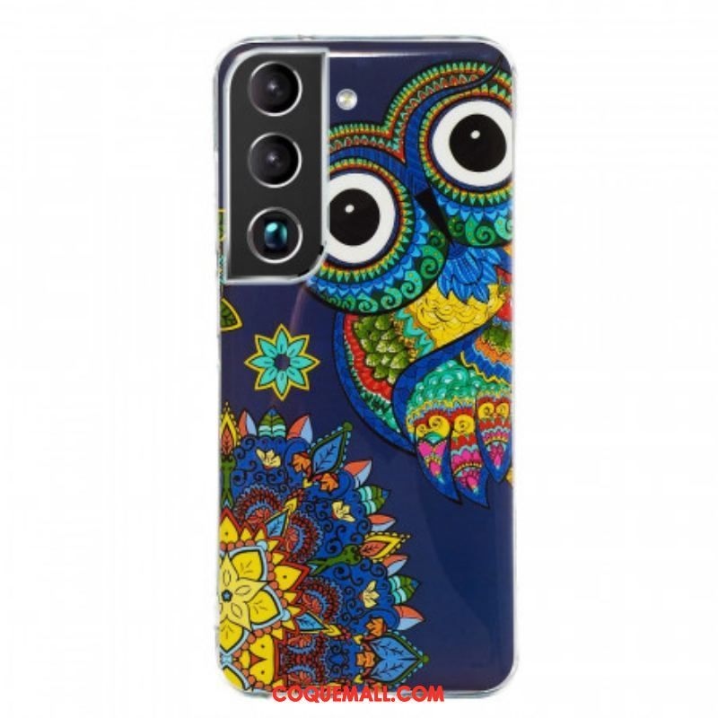 Coque Samsung Galaxy S22 Plus 5G Hibou Mandala Fluorescente