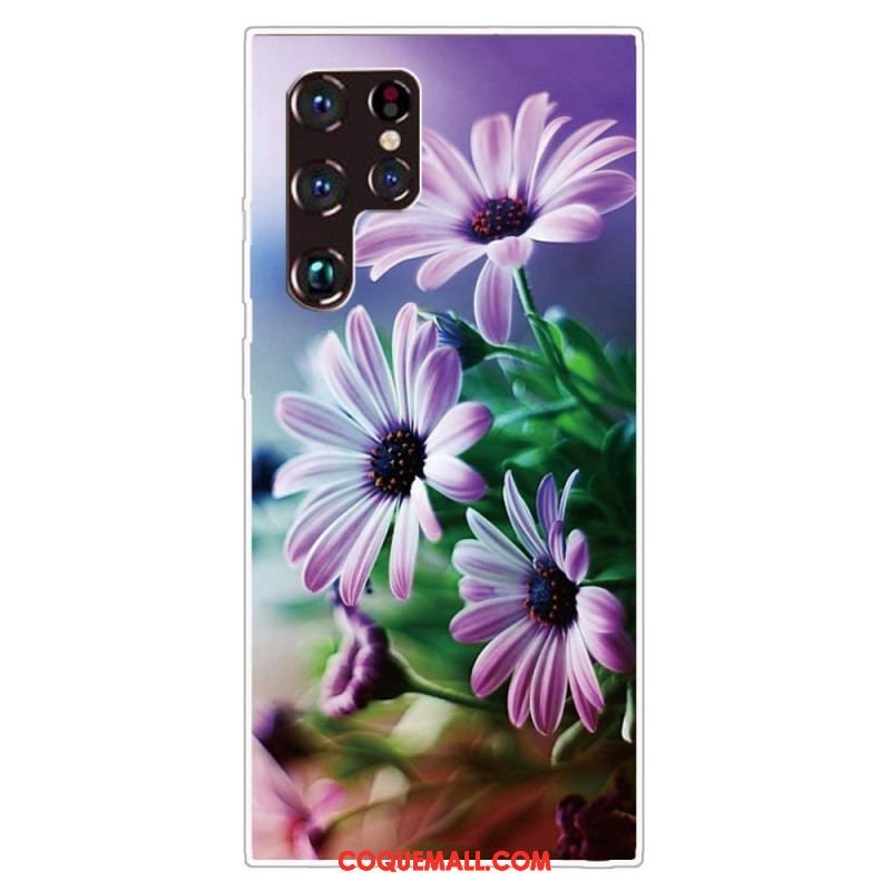 Coque Samsung Galaxy S22 Ultra 5G Fleurs Réalistes