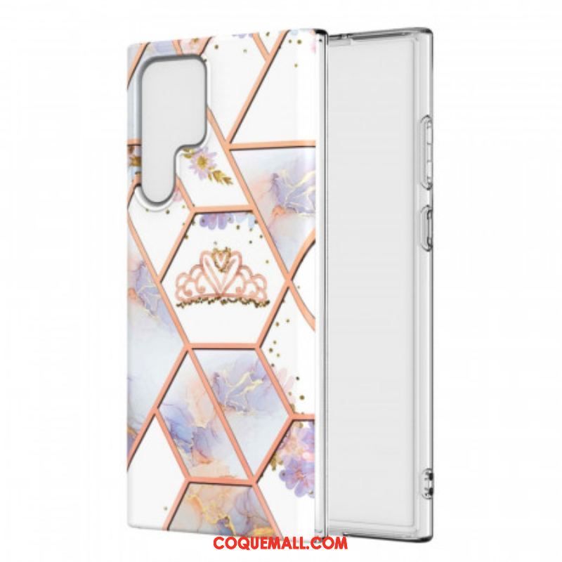 Coque Samsung Galaxy S22 Ultra 5G Marbrée Couronne