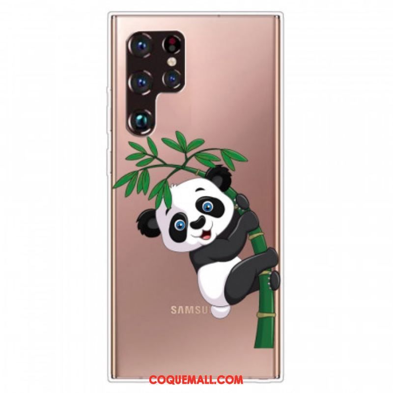 Coque Samsung Galaxy S22 Ultra 5G Panda Sur Le Bambou