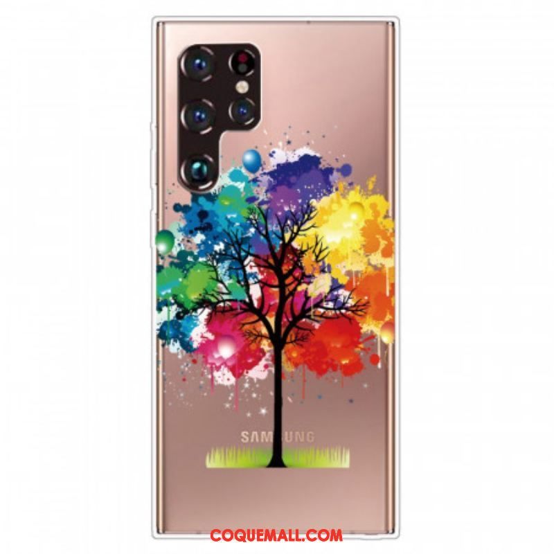 Coque Samsung Galaxy S22 Ultra 5G Transparente Arbre Aquarelle