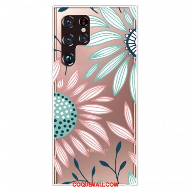 Coque Samsung Galaxy S22 Ultra 5G Transparente Une Fleur