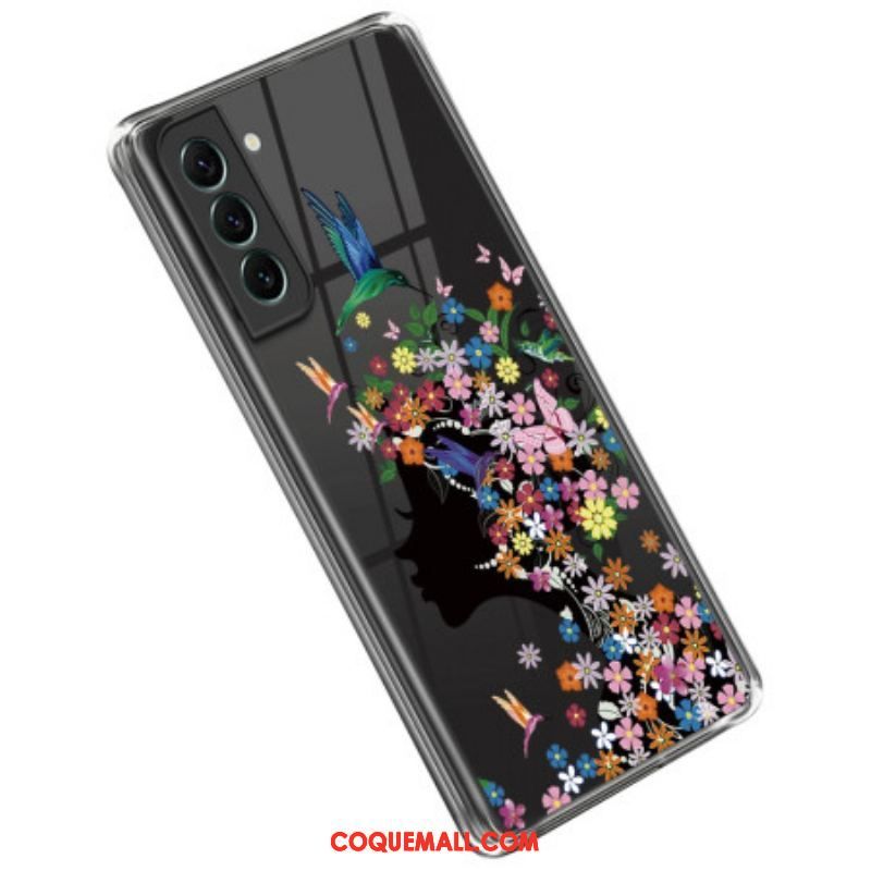 Coque Samsung Galaxy S23 5G Transparente Tête Fleurie