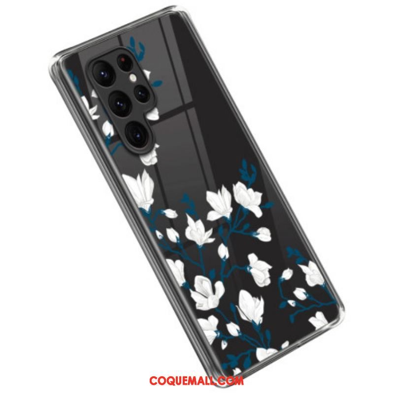 Coque Samsung Galaxy S23 Ultra 5G Fleurs Blanches