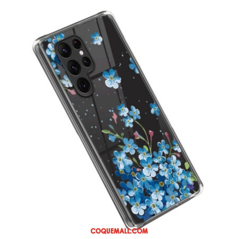 Coque Samsung Galaxy S23 Ultra 5G Fleurs Bleues