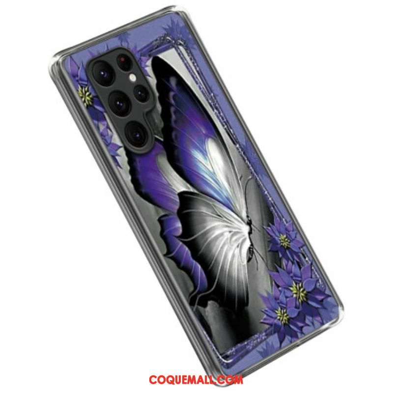 Coque Samsung Galaxy S23 Ultra 5G Papillon Violet