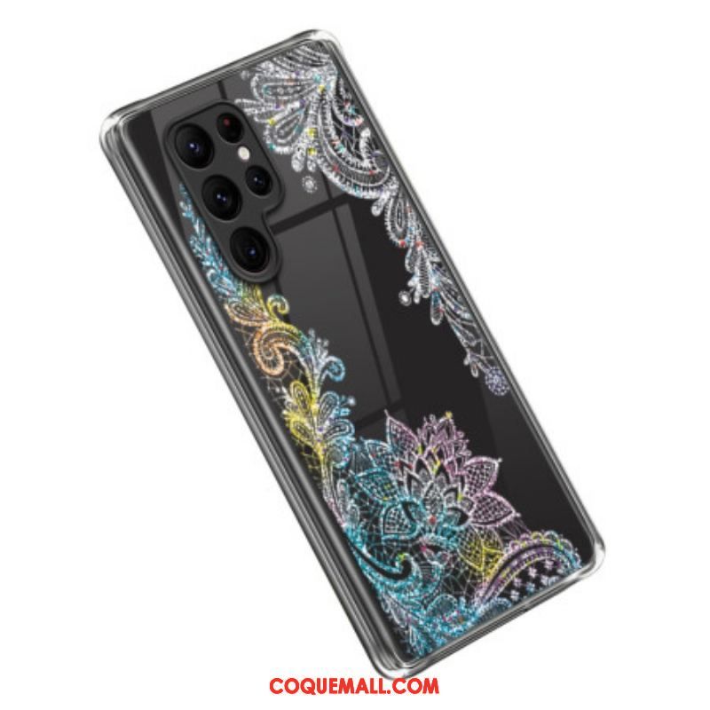 Coque Samsung Galaxy S23 Ultra 5G Transparente Dentelle Mandala