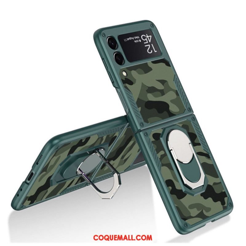 Coque Samsung Galaxy Z Flip 3 5G Anneau-Support Camouflage GKK