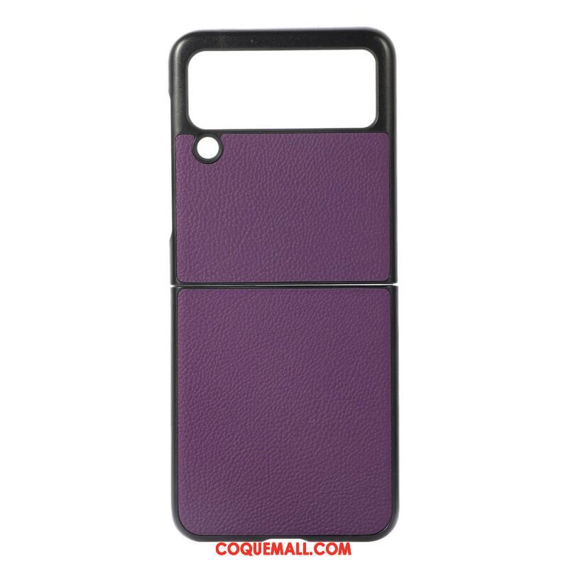 Coque Samsung Galaxy Z Flip 3 5G Véritable Cuir Litchi