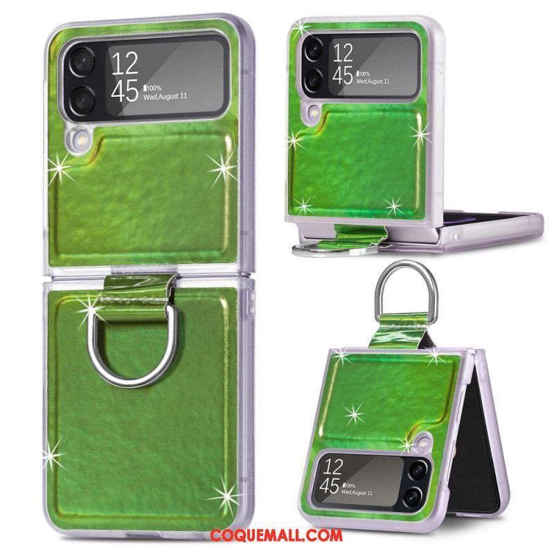 Coque Samsung Galaxy Z Flip 4 Couleurs Électriques et Anneau