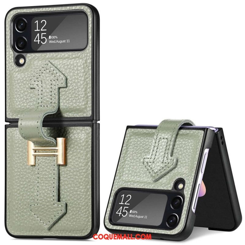 Coque Samsung Galaxy Z Flip 4 Cuir et Breloques