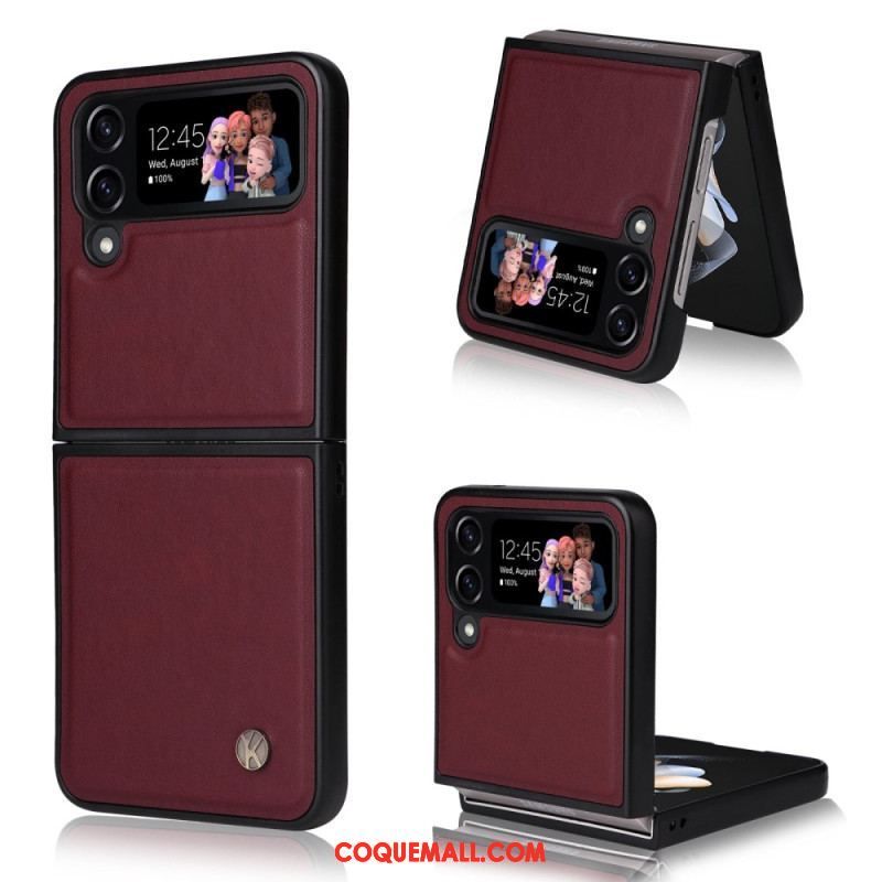 Coque Samsung Galaxy Z Flip 4 Effet Cuir YIKATU