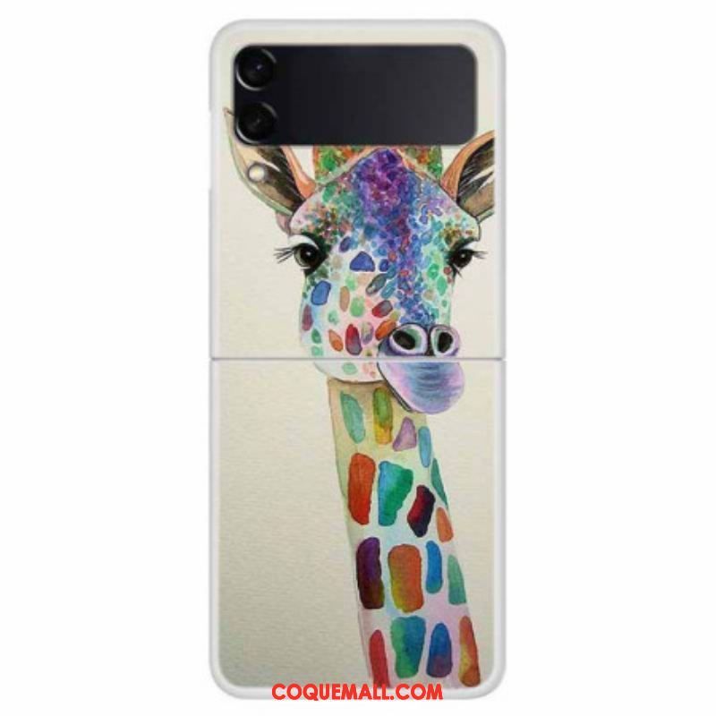Coque Samsung Galaxy Z Flip 4 Girafe Colorée
