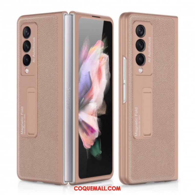 Coque Samsung Galaxy Z Fold 3 5G Cuir Litchi Support GKK