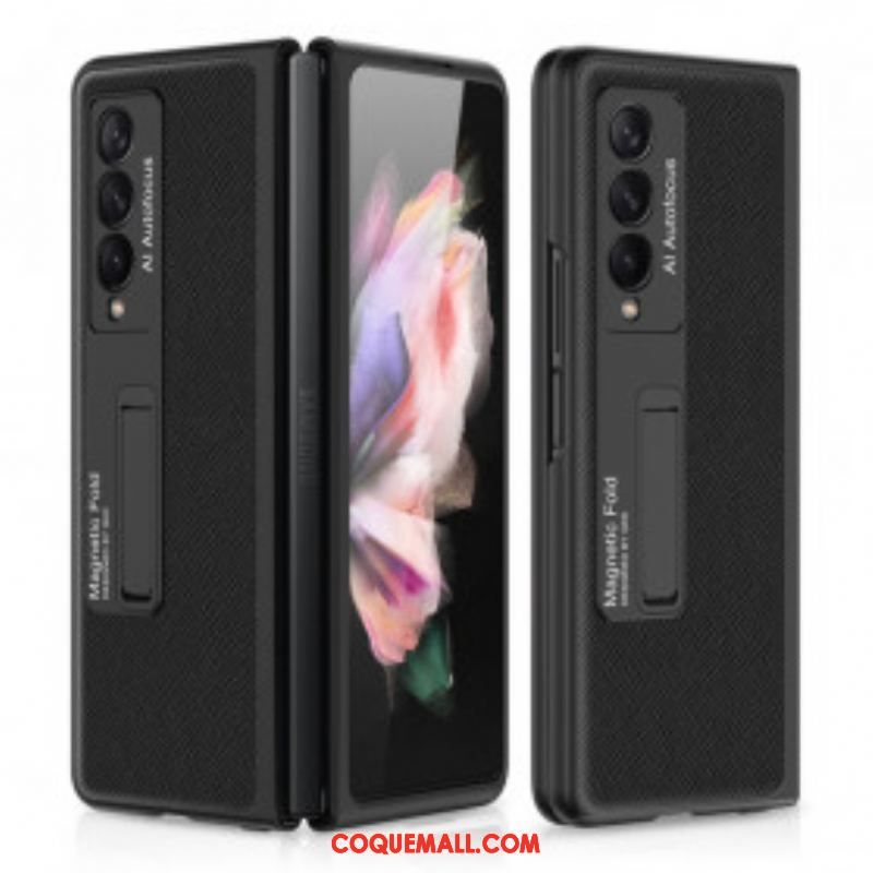 Coque Samsung Galaxy Z Fold 3 5G Cuir Tissé Support GKK