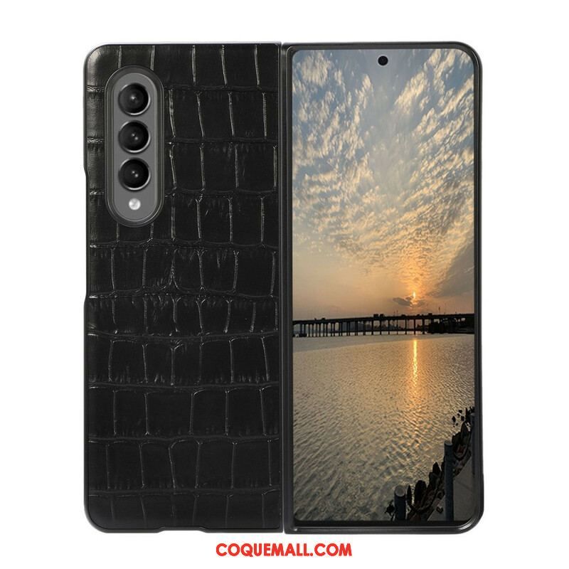 Coque Samsung Galaxy Z Fold 3 5G Cuir Véritable Crocodile