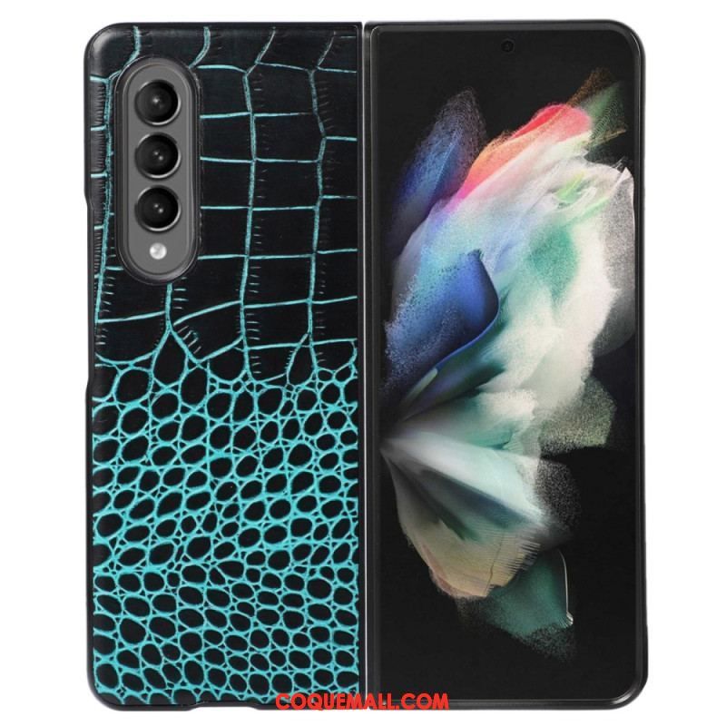 Coque Samsung Galaxy Z Fold 4 Cuir Véritable Effet Crocodile Tendance