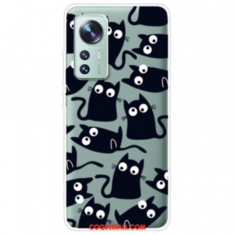 Coque  Xiaomi 12 / 12X  Multiples Chats Noirs