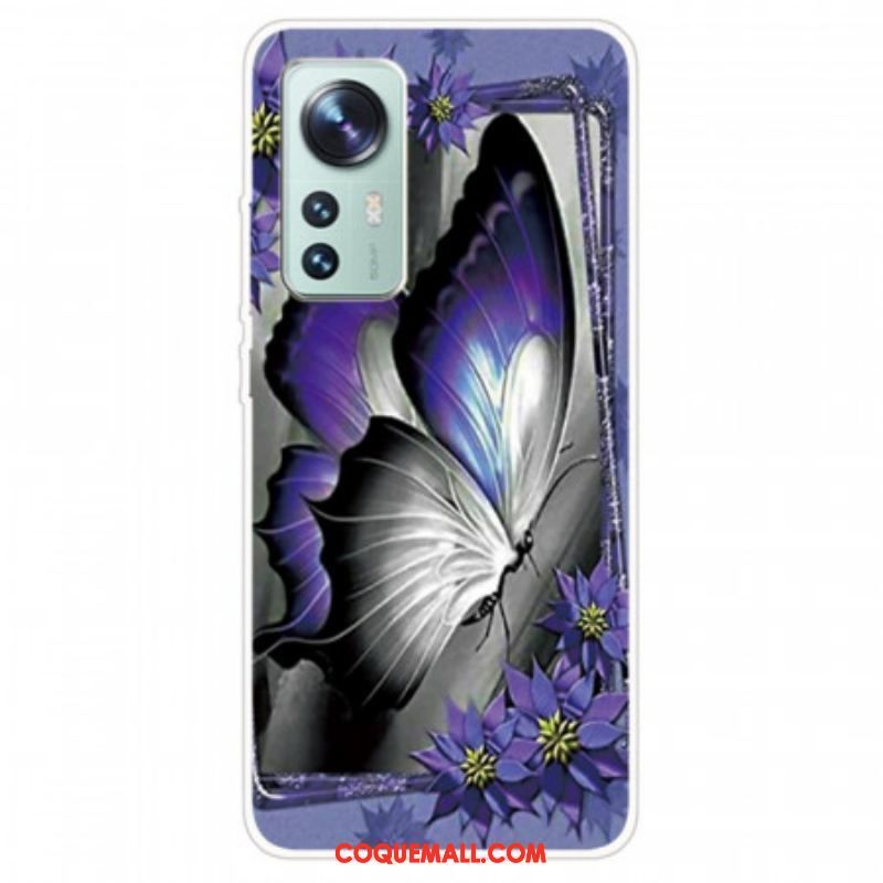 Coque  Xiaomi 12 / 12X  Silicone Papillon Violet