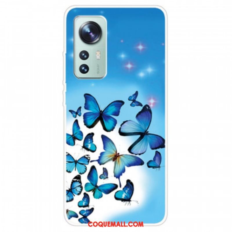 Coque  Xiaomi 12 / 12X  Silicone Papillons Bleus