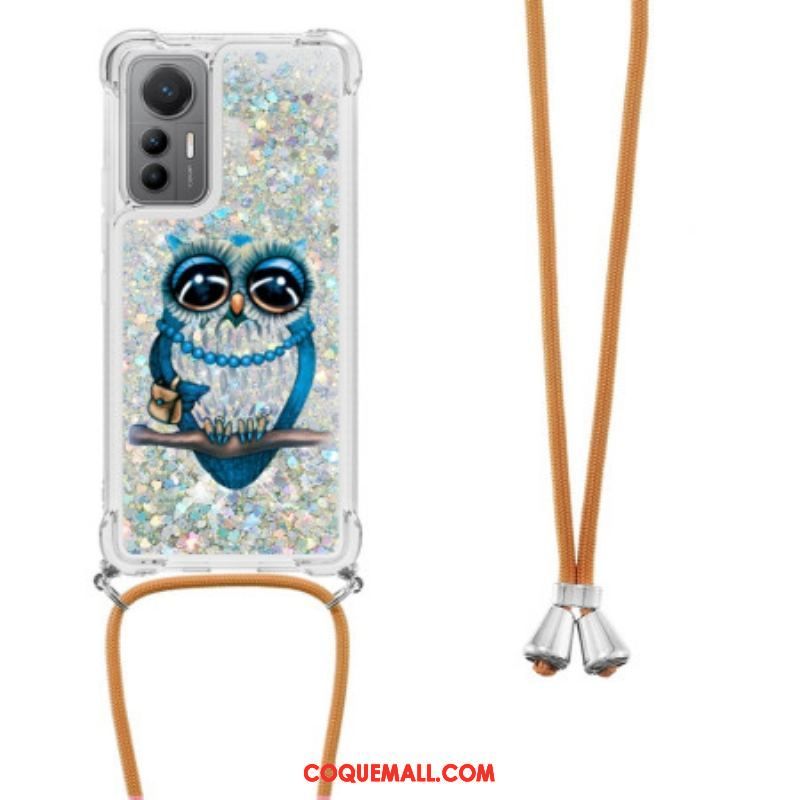 Coque Xiaomi 12 Lite à Cordon Paillettes Mrs Hibou