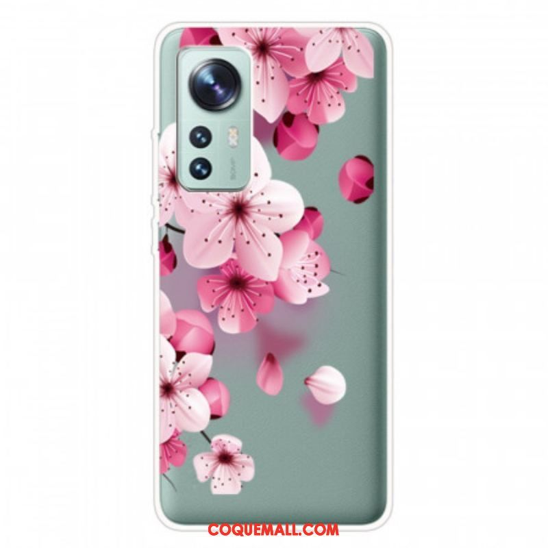 Coque Xiaomi 12 Pro Silicone Fleurs Roses